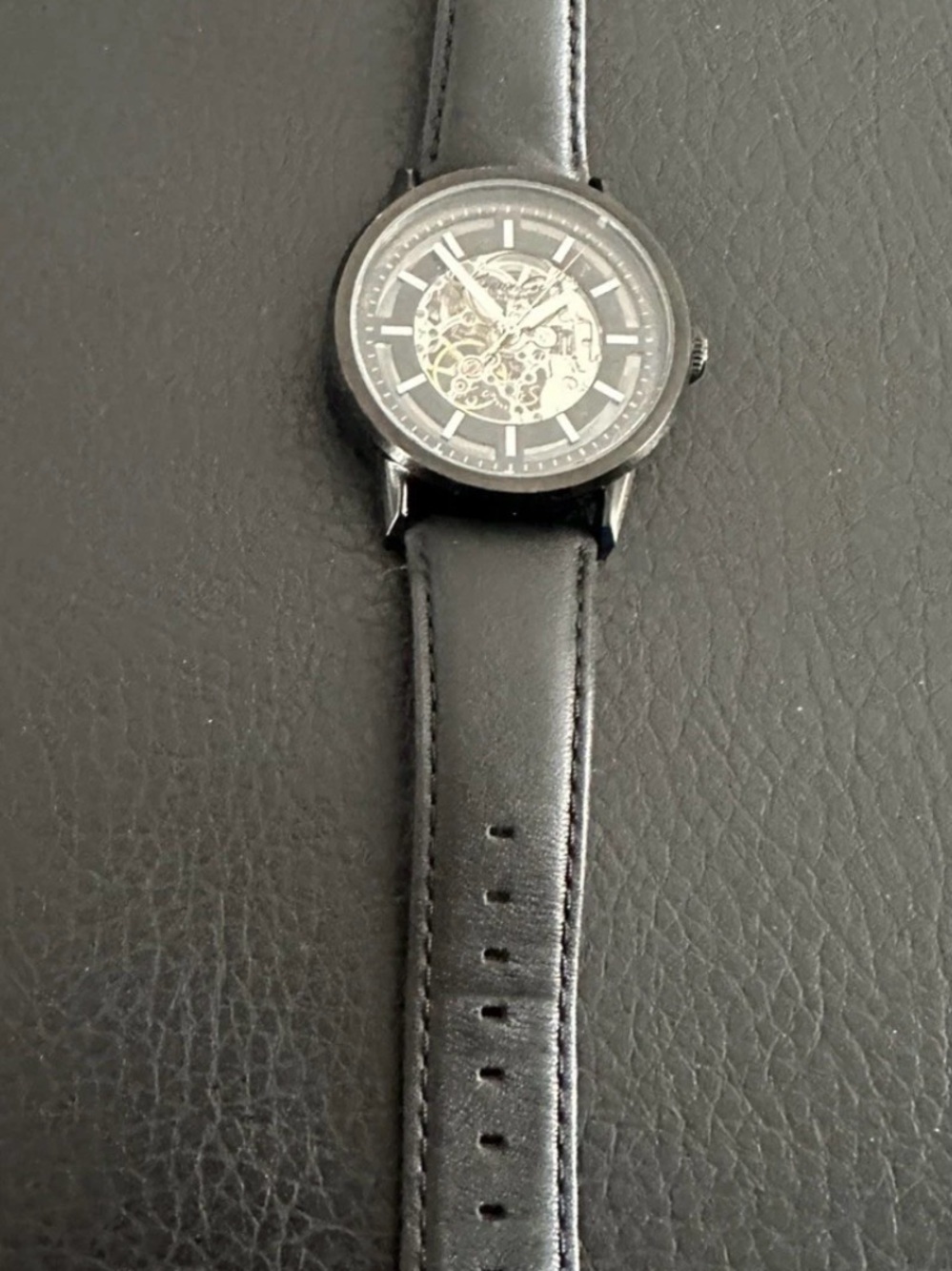 Kenneth Cole KC1632 Men’s Skeleton Automatic Self winding Leather Strap Watch